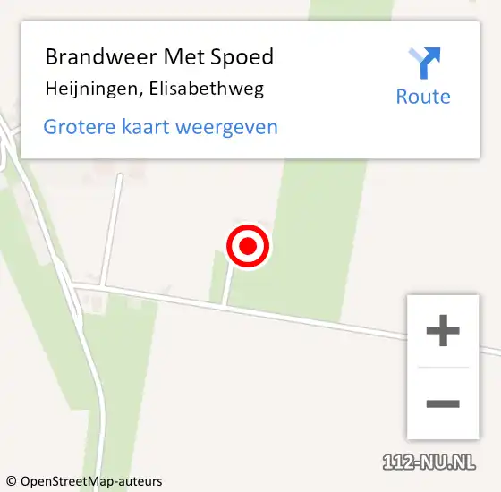 Locatie op kaart van de 112 melding: Brandweer Met Spoed Naar Heijningen, Elisabethweg op 7 september 2022 01:18