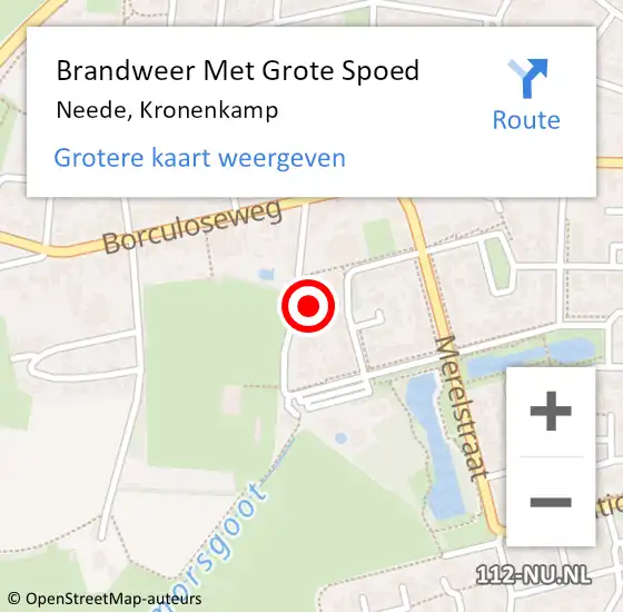 Locatie op kaart van de 112 melding: Brandweer Met Grote Spoed Naar Neede, Kronenkamp op 7 september 2022 01:23