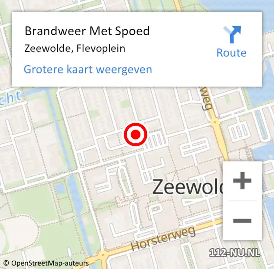 Locatie op kaart van de 112 melding: Brandweer Met Spoed Naar Zeewolde, Flevoplein op 7 september 2022 01:44