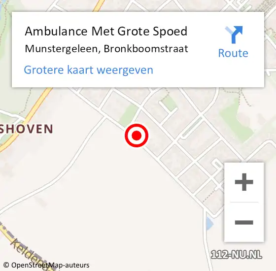 Locatie op kaart van de 112 melding: Ambulance Met Grote Spoed Naar Munstergeleen, Bronkboomstraat op 28 juli 2014 16:39