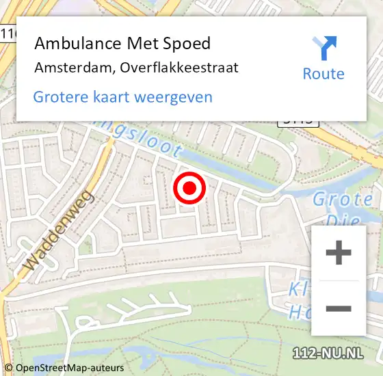 Locatie op kaart van de 112 melding: Ambulance Met Spoed Naar Amsterdam, Overflakkeestraat op 7 september 2022 01:47