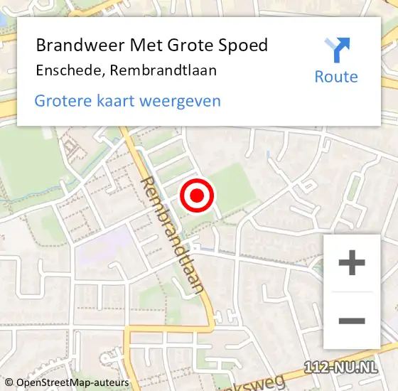 Locatie op kaart van de 112 melding: Brandweer Met Grote Spoed Naar Enschede, Rembrandtlaan op 7 september 2022 01:54