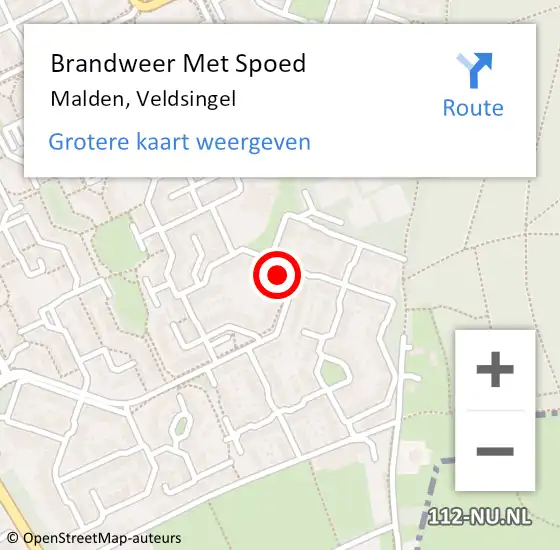 Locatie op kaart van de 112 melding: Brandweer Met Spoed Naar Malden, Veldsingel op 7 september 2022 02:08