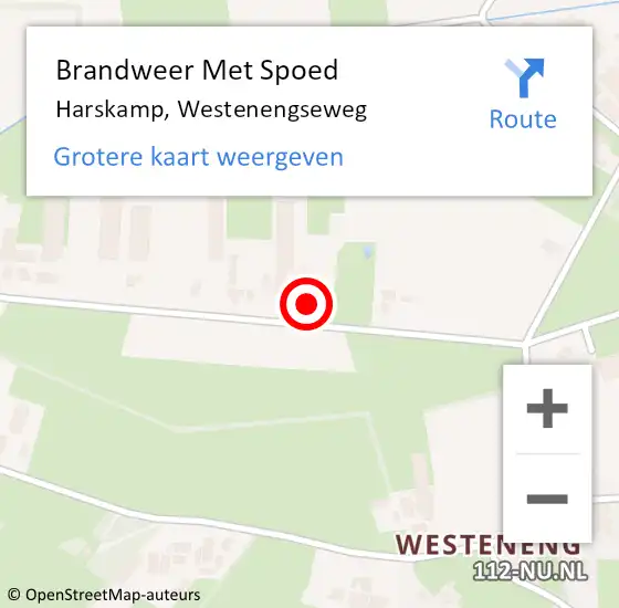 Locatie op kaart van de 112 melding: Brandweer Met Spoed Naar Harskamp, Westenengseweg op 7 september 2022 02:14
