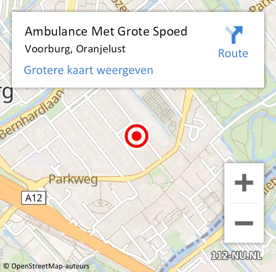 Locatie op kaart van de 112 melding: Ambulance Met Grote Spoed Naar Voorburg, Oranjelust op 7 september 2022 03:23