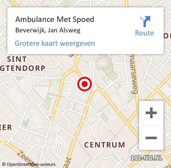 Locatie op kaart van de 112 melding: Ambulance Met Spoed Naar Beverwijk, Jan Alsweg op 7 september 2022 05:27