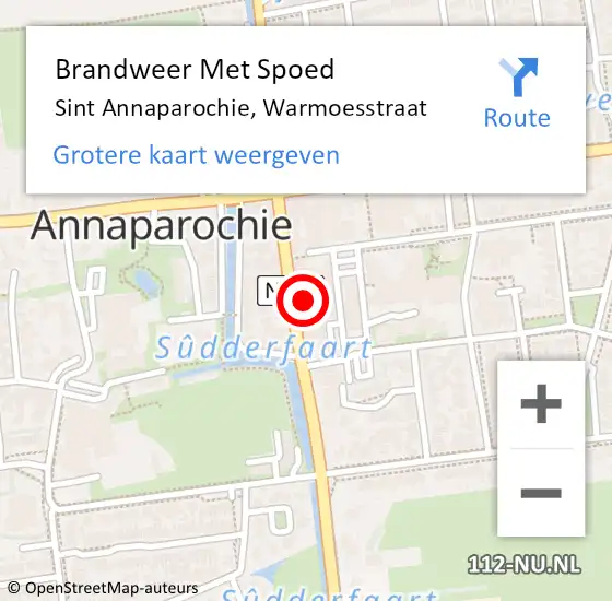 Locatie op kaart van de 112 melding: Brandweer Met Spoed Naar Sint Annaparochie, Warmoesstraat op 7 september 2022 06:05