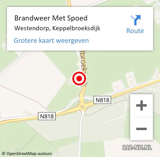 Locatie op kaart van de 112 melding: Brandweer Met Spoed Naar Westendorp, Keppelbroeksdijk op 7 september 2022 06:16