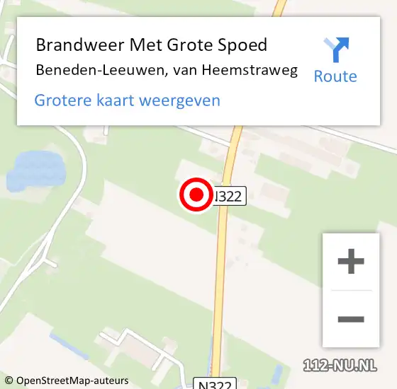 Locatie op kaart van de 112 melding: Brandweer Met Grote Spoed Naar Beneden-Leeuwen, van Heemstraweg op 7 september 2022 06:43