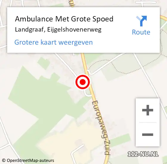 Locatie op kaart van de 112 melding: Ambulance Met Grote Spoed Naar Landgraaf, Eijgelshovenerweg op 28 juli 2014 16:44