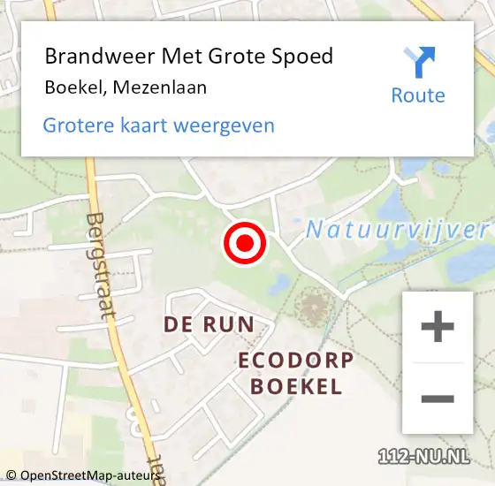 Locatie op kaart van de 112 melding: Brandweer Met Grote Spoed Naar Boekel, Mezenlaan op 7 september 2022 06:48