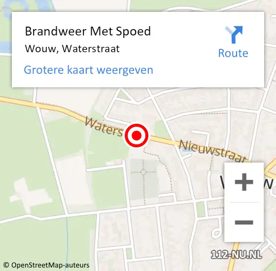 Locatie op kaart van de 112 melding: Brandweer Met Spoed Naar Wouw, Waterstraat op 7 september 2022 07:10