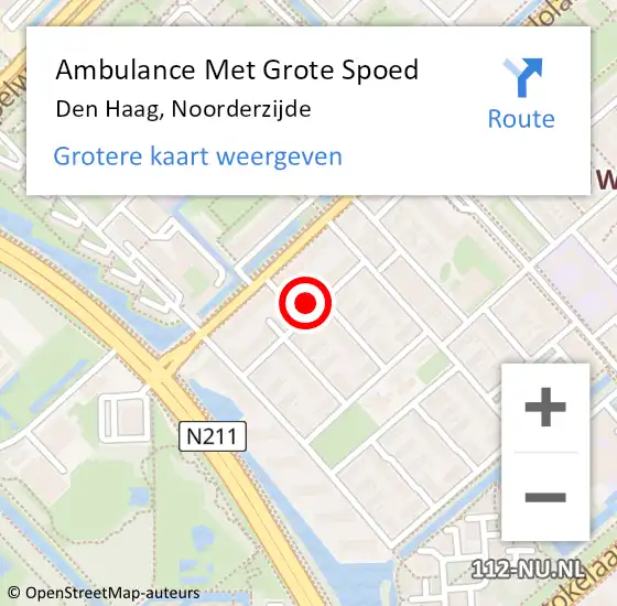 Locatie op kaart van de 112 melding: Ambulance Met Grote Spoed Naar Den Haag, Noorderzijde op 7 september 2022 07:32