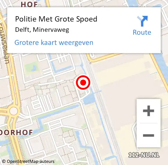 Locatie op kaart van de 112 melding: Politie Met Grote Spoed Naar Delft, Minervaweg op 7 september 2022 07:36