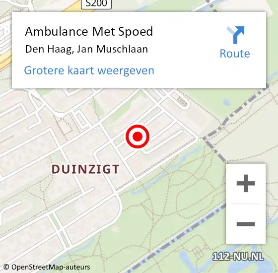 Locatie op kaart van de 112 melding: Ambulance Met Spoed Naar Den Haag, Jan Muschlaan op 7 september 2022 07:48