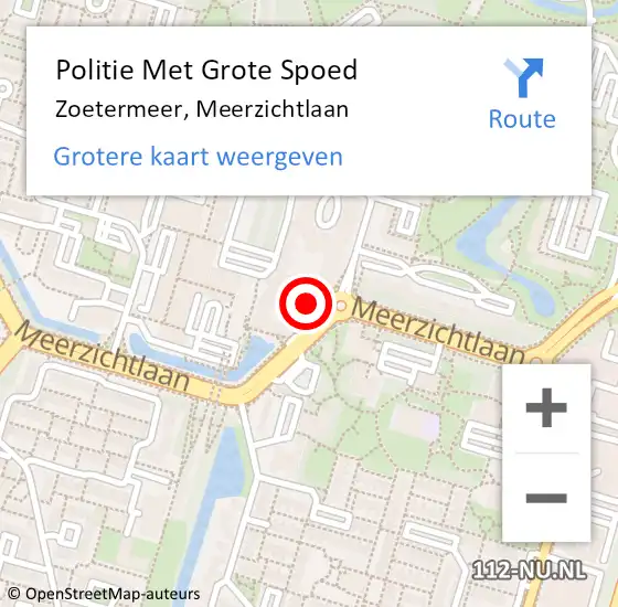 Locatie op kaart van de 112 melding: Politie Met Grote Spoed Naar Zoetermeer, Meerzichtlaan op 7 september 2022 07:51
