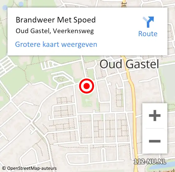 Locatie op kaart van de 112 melding: Brandweer Met Spoed Naar Oud Gastel, Veerkensweg op 7 september 2022 08:03