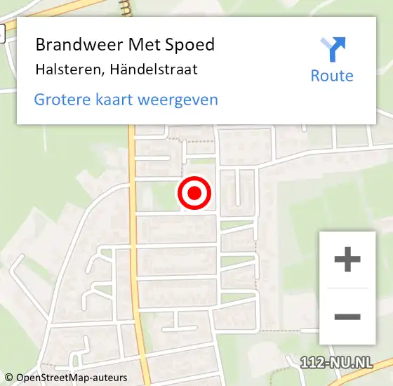 Locatie op kaart van de 112 melding: Brandweer Met Spoed Naar Halsteren, Händelstraat op 7 september 2022 08:14