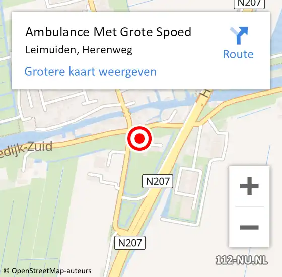 Locatie op kaart van de 112 melding: Ambulance Met Grote Spoed Naar Leimuiden, Herenweg op 7 september 2022 08:16