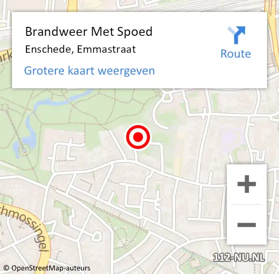 Locatie op kaart van de 112 melding: Brandweer Met Spoed Naar Enschede, Emmastraat op 7 september 2022 08:37