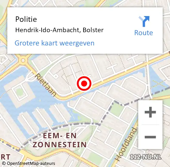 Locatie op kaart van de 112 melding: Politie Hendrik-Ido-Ambacht, Bolster op 7 september 2022 08:49