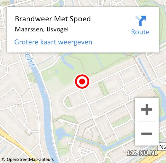 Locatie op kaart van de 112 melding: Brandweer Met Spoed Naar Maarssen, IJsvogel op 7 september 2022 08:52