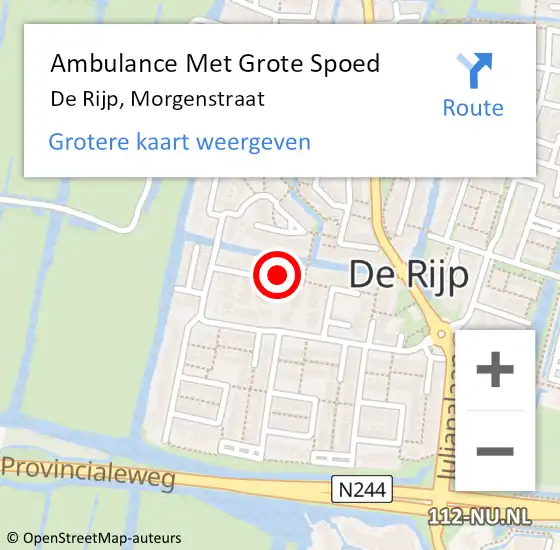 Locatie op kaart van de 112 melding: Ambulance Met Grote Spoed Naar De Rijp, Morgenstraat op 7 september 2022 09:06