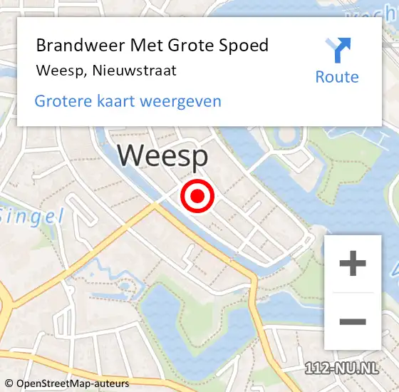 Locatie op kaart van de 112 melding: Brandweer Met Grote Spoed Naar Weesp, Nieuwstraat op 7 september 2022 09:31