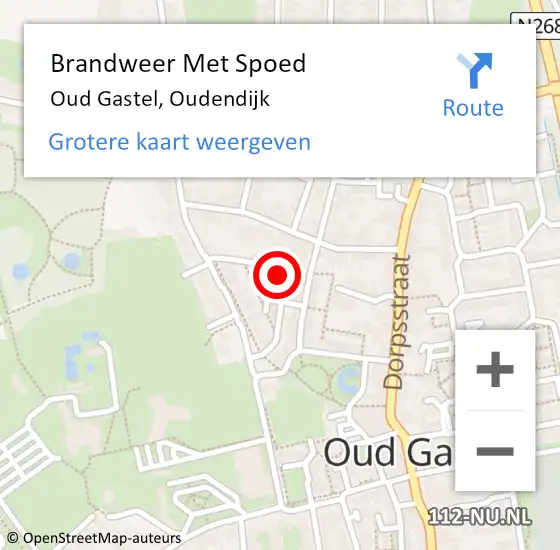 Locatie op kaart van de 112 melding: Brandweer Met Spoed Naar Oud Gastel, Oudendijk op 7 september 2022 09:38