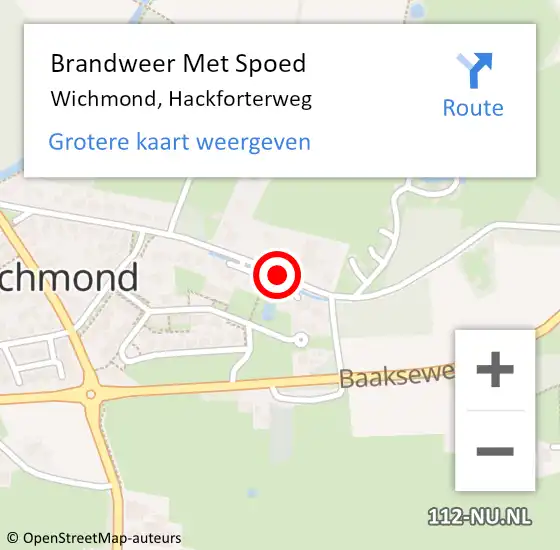 Locatie op kaart van de 112 melding: Brandweer Met Spoed Naar Wichmond, Hackforterweg op 28 juli 2014 16:54