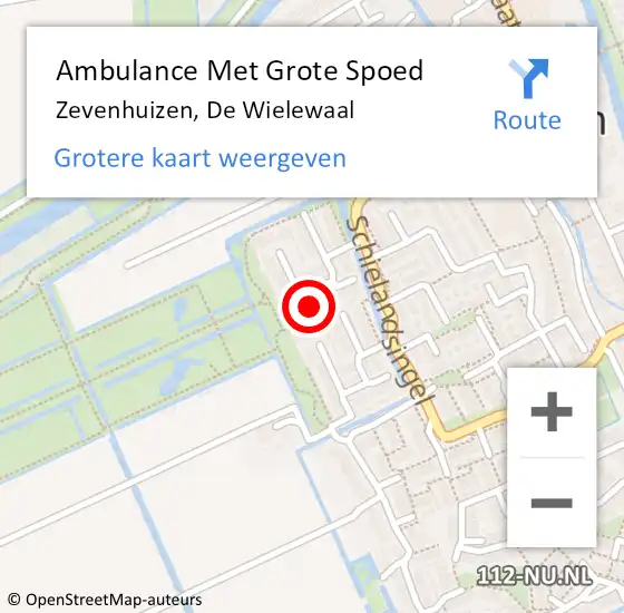 Locatie op kaart van de 112 melding: Ambulance Met Grote Spoed Naar Zevenhuizen, De Wielewaal op 7 september 2022 09:41