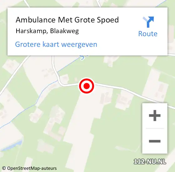 Locatie op kaart van de 112 melding: Ambulance Met Grote Spoed Naar Harskamp, Blaakweg op 7 september 2022 09:53