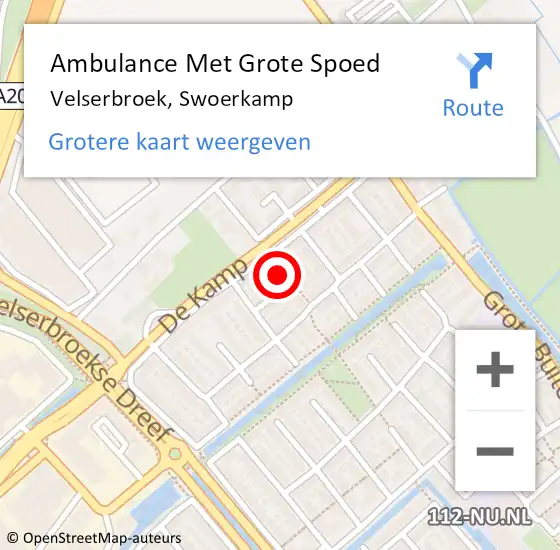 Locatie op kaart van de 112 melding: Ambulance Met Grote Spoed Naar Velserbroek, Swoerkamp op 7 september 2022 10:04