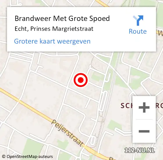 Locatie op kaart van de 112 melding: Brandweer Met Grote Spoed Naar Echt, Prinses Margrietstraat op 7 september 2022 10:21