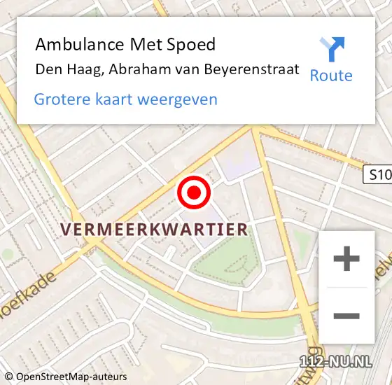 Locatie op kaart van de 112 melding: Ambulance Met Spoed Naar Den Haag, Abraham van Beyerenstraat op 7 september 2022 10:55