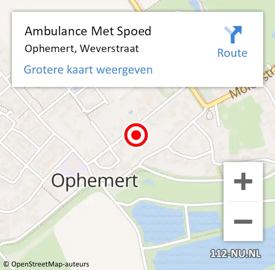 Locatie op kaart van de 112 melding: Ambulance Met Spoed Naar Ophemert, Weverstraat op 7 september 2022 11:09