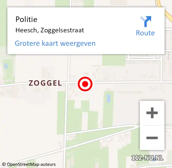 Locatie op kaart van de 112 melding: Politie Heesch, Zoggelsestraat op 7 september 2022 11:10
