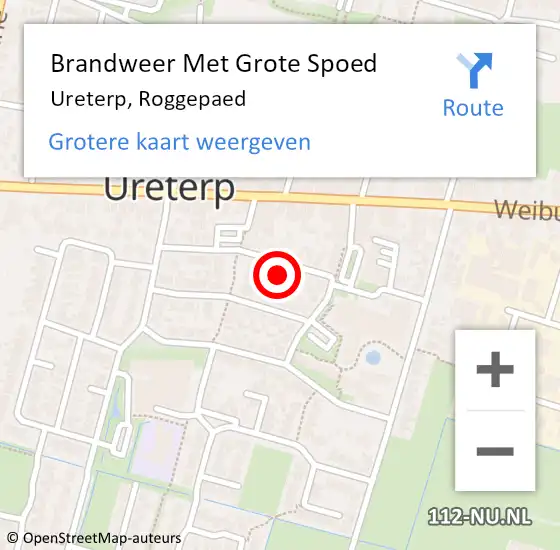 Locatie op kaart van de 112 melding: Brandweer Met Grote Spoed Naar Ureterp, Roggepaed op 7 september 2022 11:16