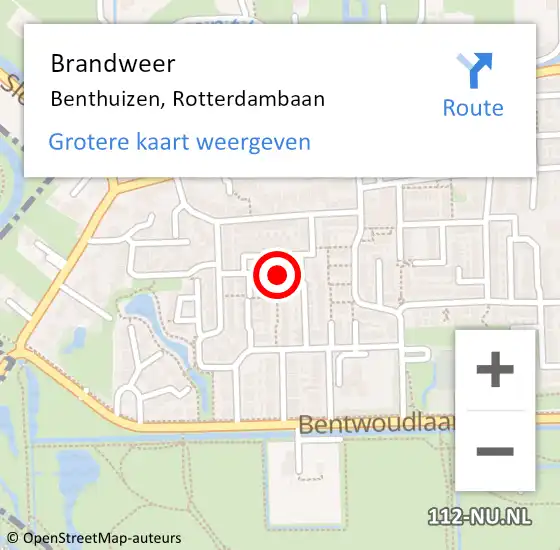 Locatie op kaart van de 112 melding: Brandweer Benthuizen, Rotterdambaan op 28 juli 2014 17:04