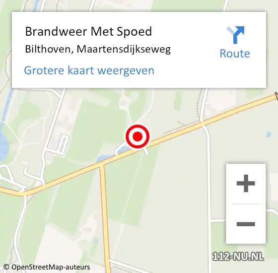 Locatie op kaart van de 112 melding: Brandweer Met Spoed Naar Bilthoven, Maartensdijkseweg op 7 september 2022 11:40