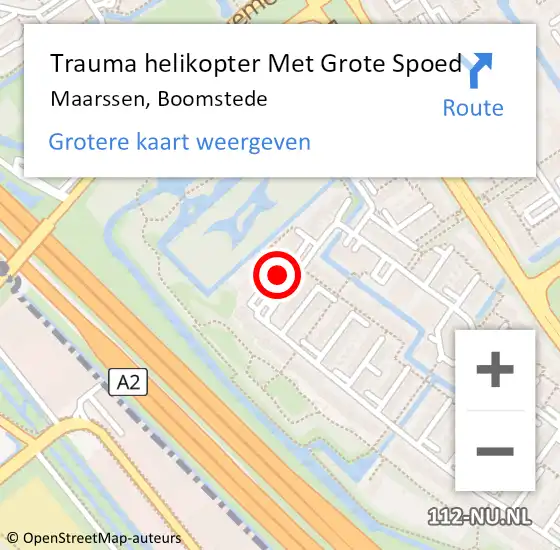Locatie op kaart van de 112 melding: Trauma helikopter Met Grote Spoed Naar Maarssen, Boomstede op 7 september 2022 12:04