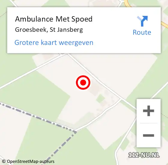 Locatie op kaart van de 112 melding: Ambulance Met Spoed Naar Groesbeek, St Jansberg op 7 september 2022 12:12