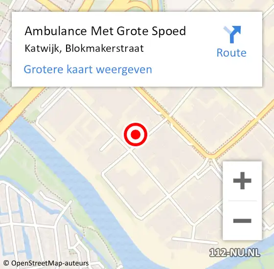 Locatie op kaart van de 112 melding: Ambulance Met Grote Spoed Naar Katwijk, Blokmakerstraat op 7 september 2022 12:18