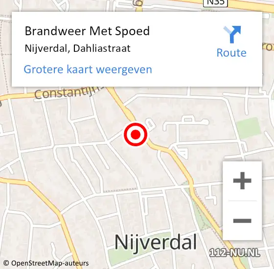 Locatie op kaart van de 112 melding: Brandweer Met Spoed Naar Nijverdal, Dahliastraat op 7 september 2022 12:22