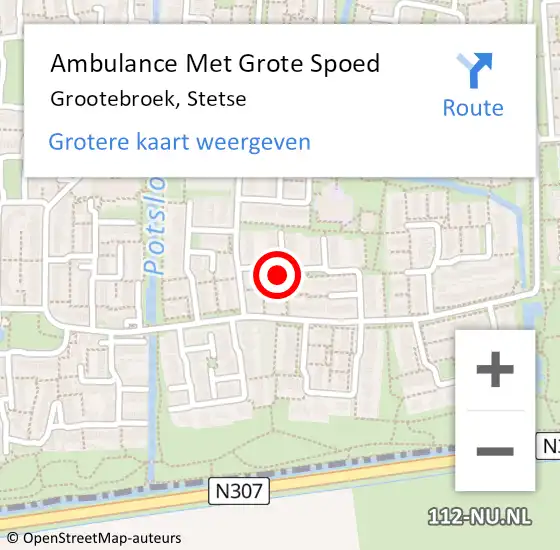 Locatie op kaart van de 112 melding: Ambulance Met Grote Spoed Naar Grootebroek, Stetse op 7 september 2022 12:44