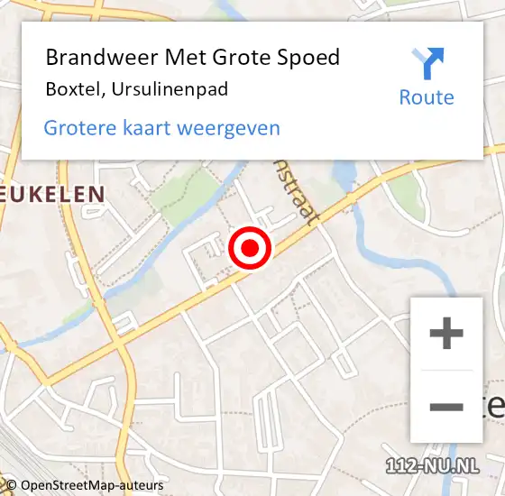 Locatie op kaart van de 112 melding: Brandweer Met Grote Spoed Naar Boxtel, Ursulinenpad op 7 september 2022 13:02