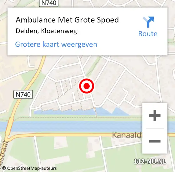 Locatie op kaart van de 112 melding: Ambulance Met Grote Spoed Naar Delden, Kloetenweg op 7 september 2022 13:07