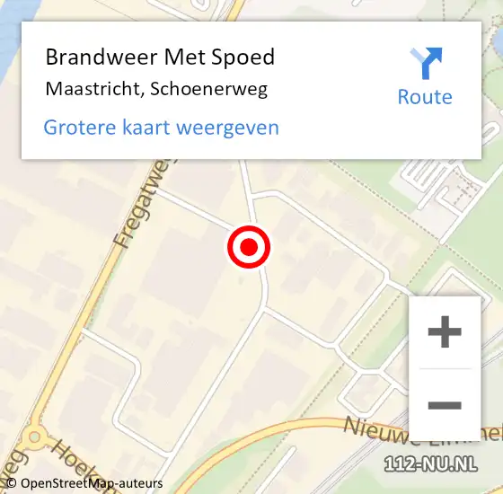 Locatie op kaart van de 112 melding: Brandweer Met Spoed Naar Maastricht, Schoenerweg op 7 september 2022 13:22