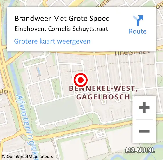 Locatie op kaart van de 112 melding: Brandweer Met Grote Spoed Naar Eindhoven, Cornelis Schuytstraat op 7 september 2022 13:31