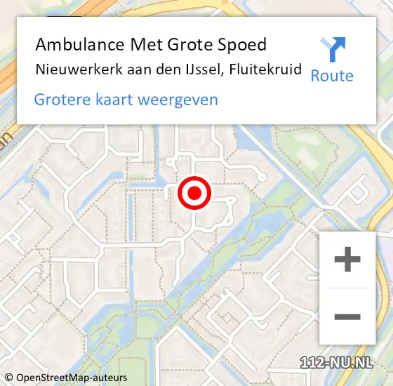 Locatie op kaart van de 112 melding: Ambulance Met Grote Spoed Naar Nieuwerkerk aan den IJssel, Fluitekruid op 7 september 2022 13:33